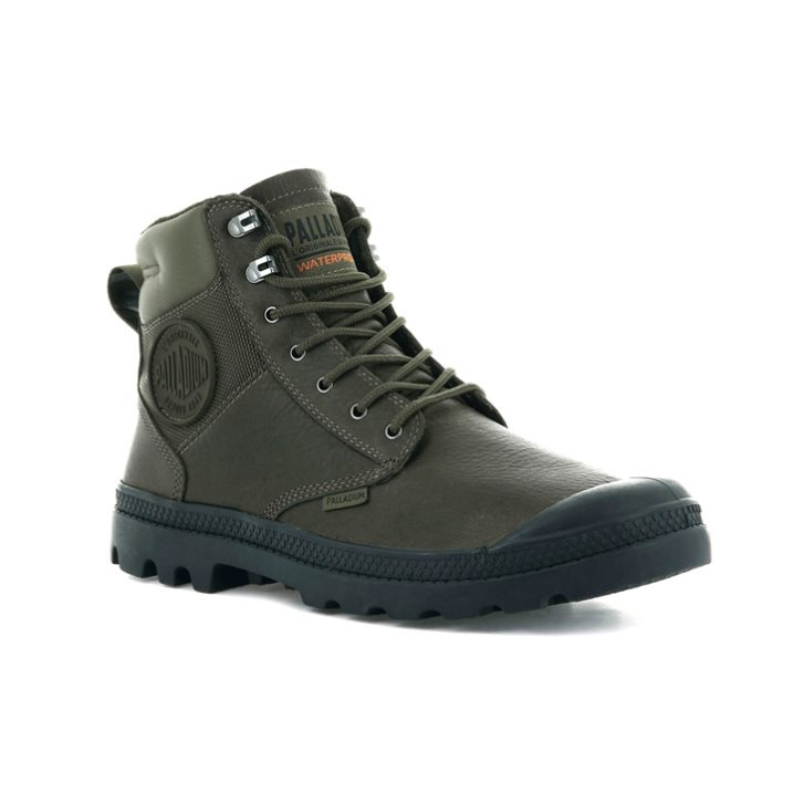 Bottes Palladium Pampa Shield WP+ LTH Femme Vert Olive | FR ZMB312E